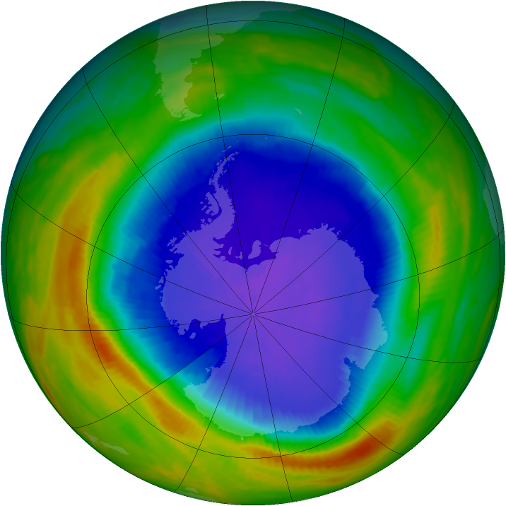 Antarctic ozone map for 18 October 1987